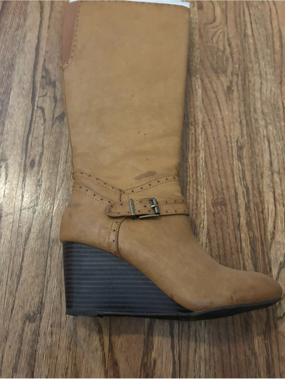 MIA Chestnut Tan Knee-High Wedge Boots - Picture 2 of 2